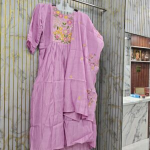 PURE MULCHANDERI THREE-PIECE SUIT SET WITH DESIGNER THREAD AND HANDWORK - SIZES M,L,XL,XXL