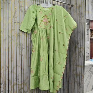 PURE MULCHANDERI THREE-PIECE SUIT SET WITH DESIGNER THREAD AND HANDWORK - SIZES M,L,XL,XXL